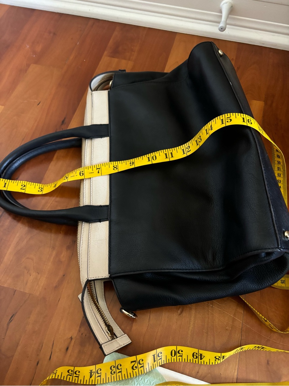 kate spade Black and Cream Leather Satchel with Bow Detail - Picture 14 of 16